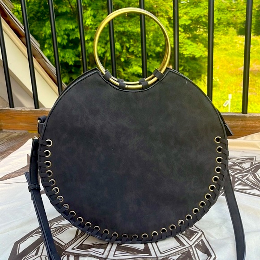 Anthropologie Dark Grey Melanie Whipstitch Crossbody Convertible Bag